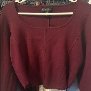House Of Harlow Maroon/Burgundy Long Sleeve Cropped Sweater